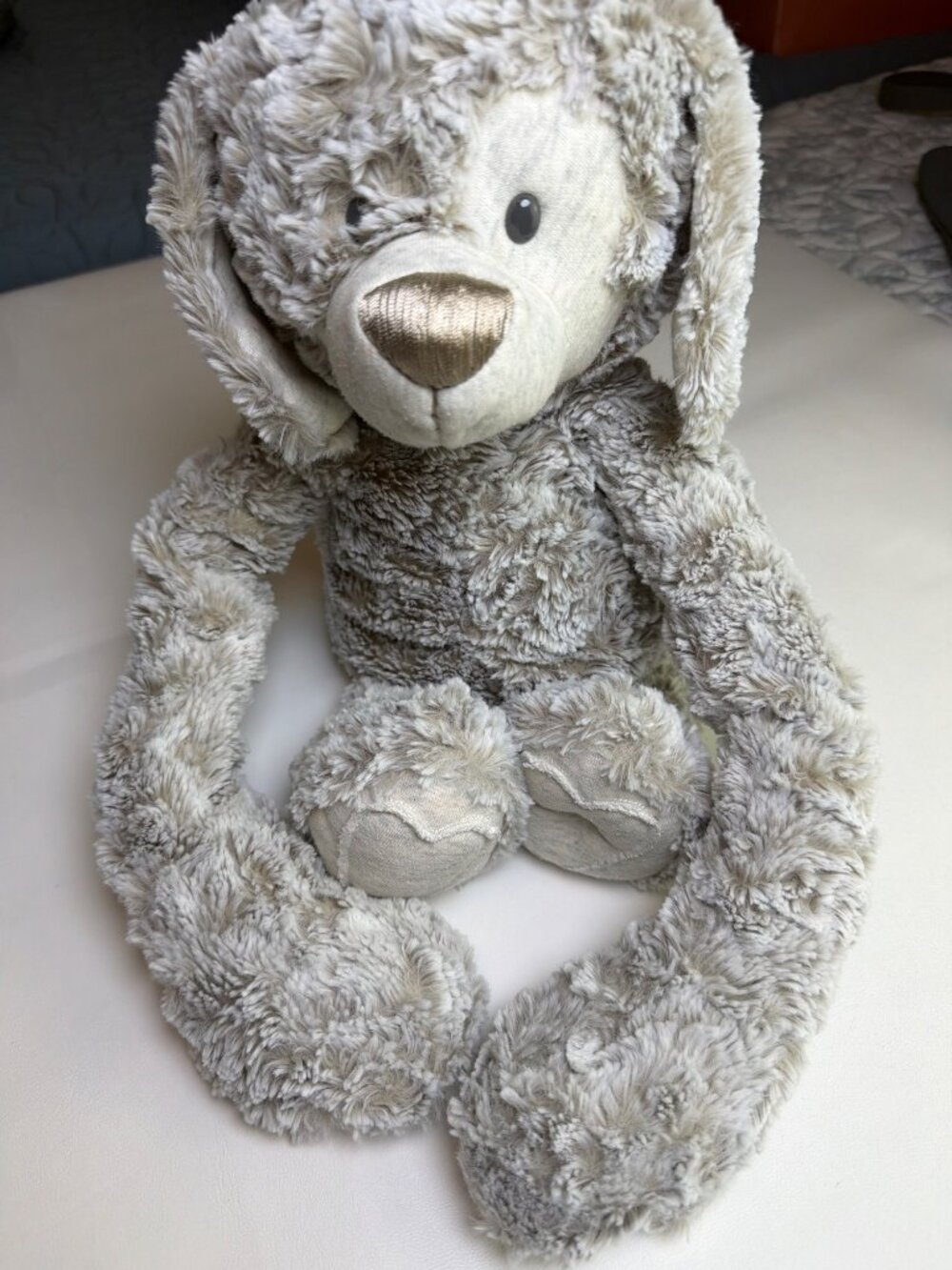 DEMDACO Heartful Hugs Weighted Puppy Plush Dog Grey Swirl 18" Stuffed Animal